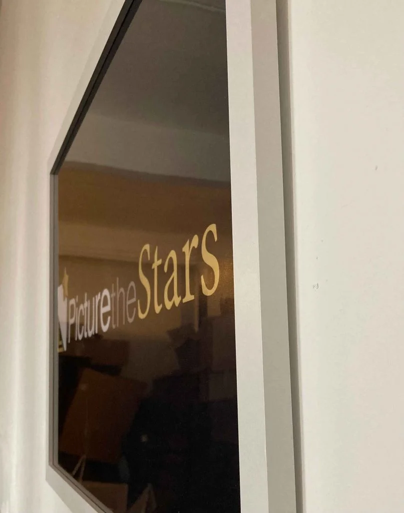 Close view of the 15mm moulding on a white Picture the Stars frame