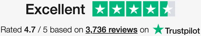 Rated Excellent, 4.7 out of 5, based on 3,736 reviews on Trustpilot