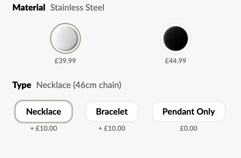 Star map jewellery finish and style options