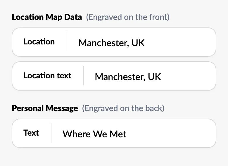 Location map jewellery search and message boxes