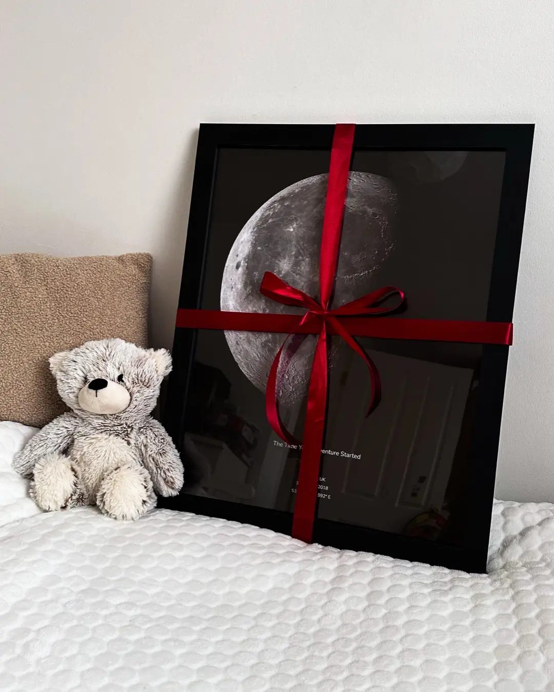 Moon map print personalisation close up