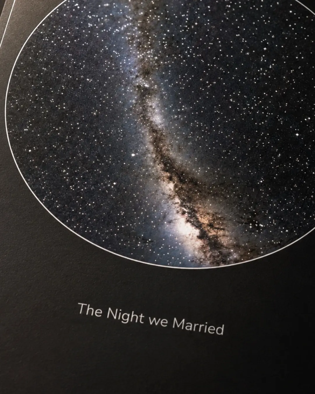 Close up of the Milky Way print detail, the night we married