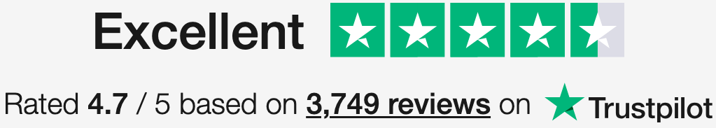 Rated Excellent, 4.7 out of 5, based on 3,749 reviews on Trustpilot